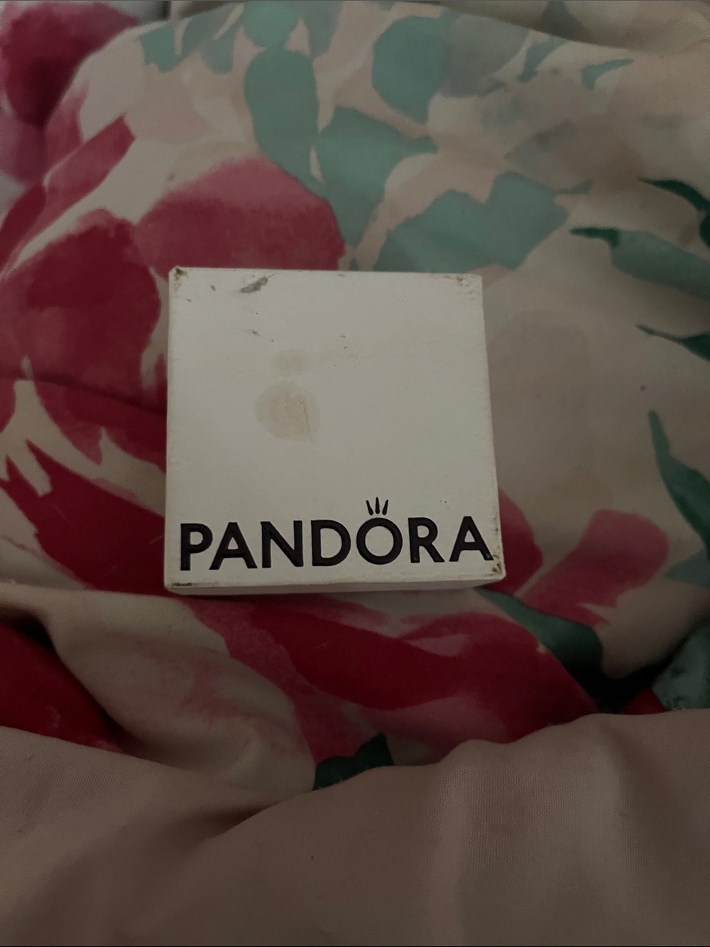 Pandora Pink and White Jewelry Box with Silver Ring